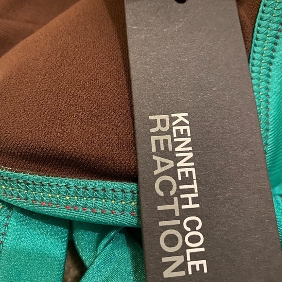 Kenneth Cole Reaction NWT Halter Bikini Top Green With Gold Tone Zipper - Picture 9 of 11